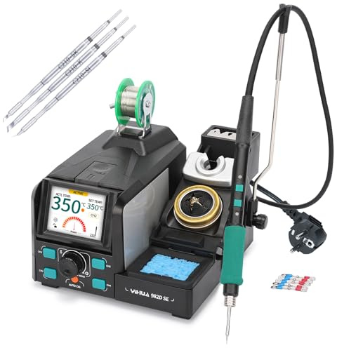 YIHUA 982D SE Estación de microestacion de soldadura de precisión C210, 4 puntas de soldadura, soldadura sin plomo, función de calibración automática de temperatura (enchufe europeo)