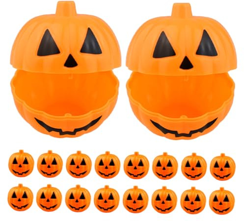 FUTUREORYY 20 Piezas Mini Cajitas de Forma de Calabaza para Halloween Contenedores Plásticos Reutilizables para de Fiesta y Decoración Festiva