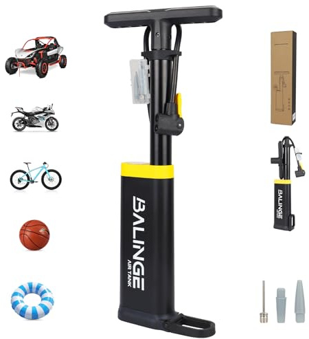 WEEROCK Bike Pump with Gauge, Bicycle Floor Pump High Pressure Bike Pumps with Presta & Schrader Valves for Road Bike Tyre, MTB and Sports Balls (Black)