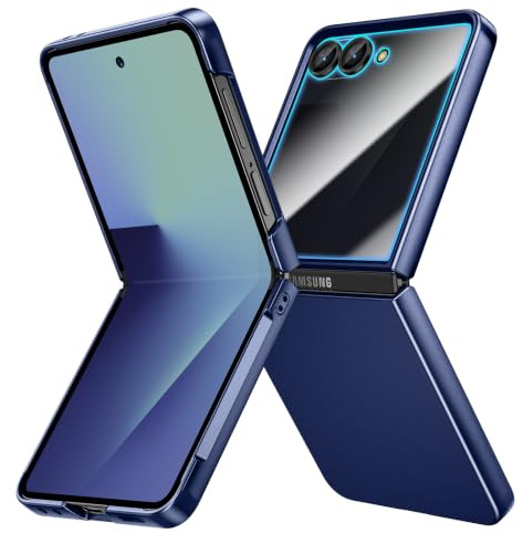 Doeshine for Samsung Galaxy Z Flip 7 Case, Anti-Peep Built-in Screen Protector, Ultra Slim Full Body Cover, Thin Slim Fit Phone Case, Lightweight Skin-Friendly, Hard PC Cover for Z Flip 7 (Blue)