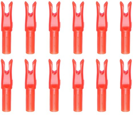 YELARXI Archery Arrow Nocks, Plastic Nocks Replacement Arrows Tail Accessory-Fitting For (DIY Hunting Shooting/Compound/Recurve Bow) 6.2MM/0.24 ID & 12 Pcs & Plastic & Orange