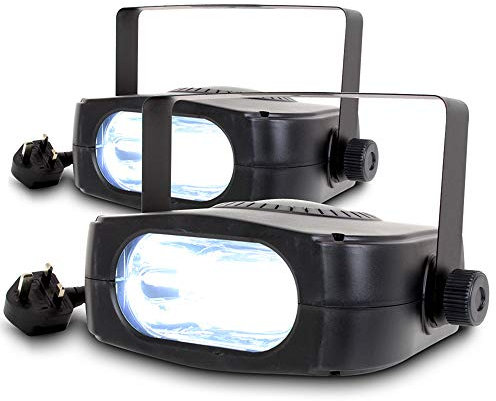 beamz Stroboscope Party Lighting Kit - 2x 150W Adjustable Flash Speed DJ Strobe Lights Set for Disco, Club, Home Parties & Stage Effects with Mounting Brackets Included