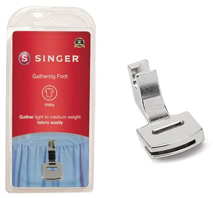 SINGER | Gathering Presser Foot for Low-Shank Sewing Machines, Simutaneously Trims & Hems Edges, Zig-Zag and Over-Edge Stitches - Sewing Made Easy