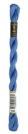 Anchor Perlgarn Stärke 5 4585000-00146 blau Stickgarn, 100 % Baumwolle, 5g Strängchen