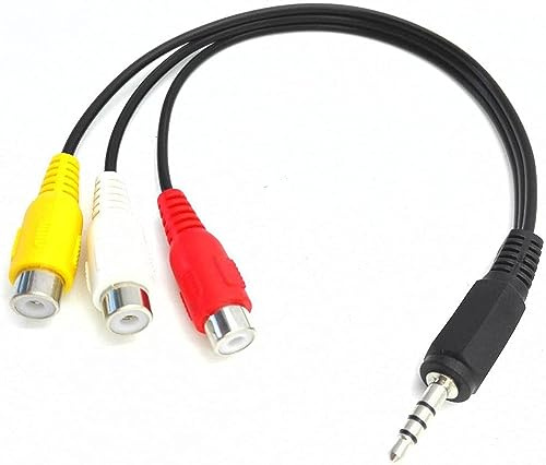 zdyCGTime Svart 3,5 mm hankontakt till 3 RCA-hona Adapter för ljudvideokabel