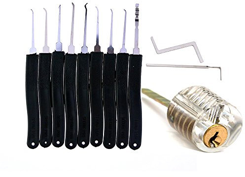 5pin Transparent One Word Training Serrure avec 11 pièces Kit de crochetage de serrure pour débutant Practise