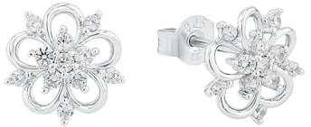 AMOR - Damen Ohrringe 925 Silber - mit Zirkonia Stein - Blumen Ohrstecker - AMR-E0062