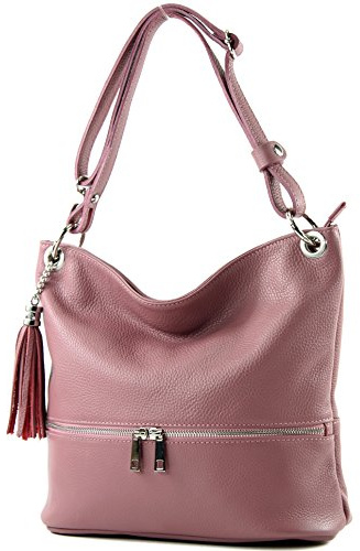 modamoda de T143 Damen Leder Schultertasche, handmade in Italy