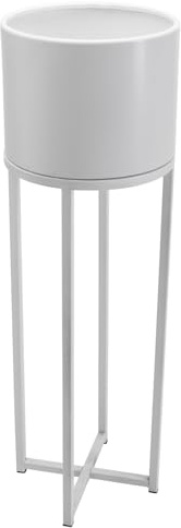 VIVANNO Blumentopf auf Ständer Elevate Cross 79 cm, Metall Weiß Matt | Moderner Übertopf mit Gestell für Innen & Außen, runder Pflanztopf aus Stahlblech, herausnehmbarer Einsatz 25 cm