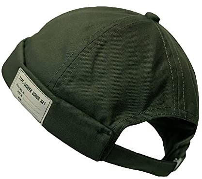 Clape Docker Cap Summer Seemannsmütze, Thin Sailor Cap Cotton Retro Brimless Hat, Basecap für Herrn und Damen Green GD21