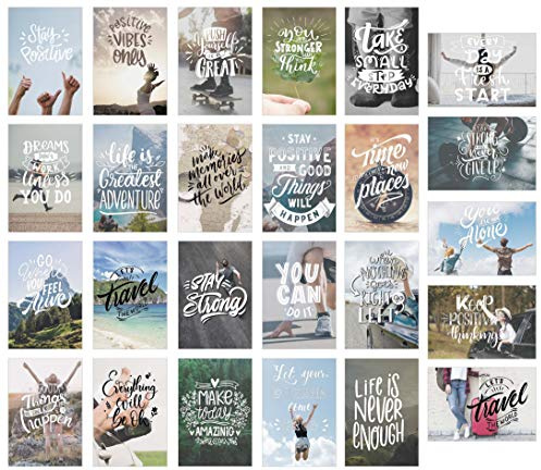 Set de 25 tarjetas postales con refranes – Tarjetas con texto – Idea de regalo – Idea de decoración – Amor, amistad, vida, motivación, divertido – Postcrossing – Tarjetas de cumpleaños