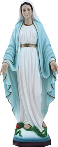 Proposte Religiose Statue de Notre-Dame Immaculée ou Miraculeuse en Résine Hauteur 30 cm Peint à la Main.