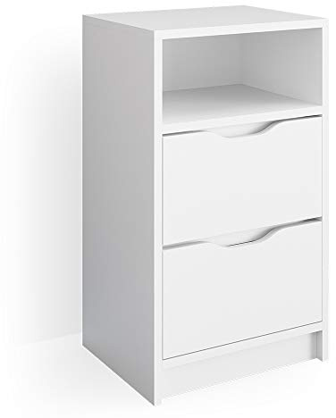 Vicco Nachttisch Ruben, Weiß, 38 x 66.6 cm | geeignet für Boxspringbetten mit offenem Ablagefach
