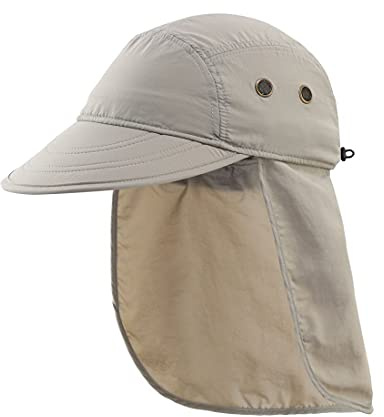 Magracy Herren Sommer UPF 50+ Fischerhut mit Nackenklappe Sonnenschutz Kappe, hellgrau