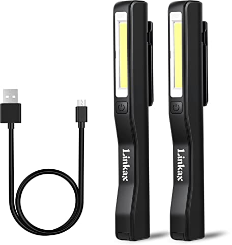 Lampe de Travail Rechargeable Baladeuse LED Mecanicien, 2 PCS Lampe Led Rechargeable COB Lampe de Poche Ultra Puissante, Lampe Inspection pour Auto Garage Atelier Bricolage Camping Idee Cadeau Homme