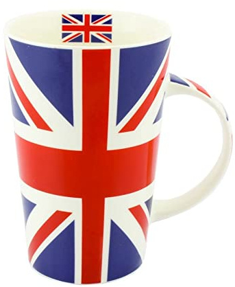 lesser and pavey Ceramic Mug | Union Jack Latte | 1 Piece - 8x6x13 cm | Fine China, 400ml, Hot & Cold Drinks, Home & Office, Easy-To-Hold, Daily Use