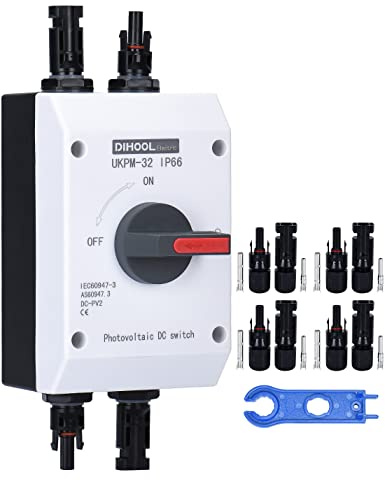 DIHOOL DC Trennschalter Leistungsschalter IP65 Wasserdicht 32a 1200V PV Combiner Box For Solaranlage Solarmodul Anlage Solarmodule