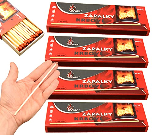 jameitop® 5 XL Streichholzschachteln MR. FIRE 17cm extra lang Kamin/Feuer Motiv: 5x40er Packungen Kaminanzünder Streichhölzer Zündhölzer