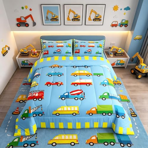 Set di biancheria da letto per bambini ragazzi ragazze trattore camion auto cartone animato trapuntato Trapuntaset per letto 135x200cm