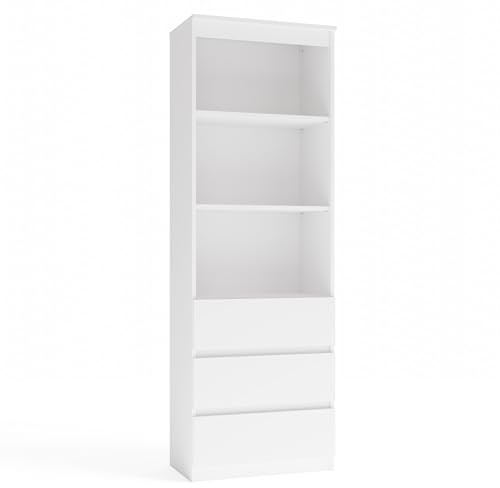 CDF Bücherregal RS-60 Olimp | Farbe: weiß | Für Wohnzimmer, Büro, Arbeitszimmer | Modern | Regal für Bücher und Spielzeug | Ideal für Kinderzimmer, Teenager, Jugendzimmer
