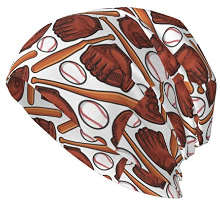 Oudrspo Baseball-Handschuh, Ball, Schläger, Textur, Hut, Erwachsene, Totenkopf-Kappe, warm, lässig, Strickmütze, Kopfbedeckung, kreatives Geschenk für Männer, Frauen, Schwarz