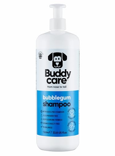 Tuggummi hundschampo från Buddycare – djuprengörande schampo för hundar – söt doft – med aloe vera och Pro-vitamin B5 (1 l)
