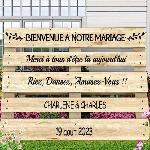 PERSONNALISATION STICKER En Vinyle Pour Palette En Bois Bienvenue Au Mariage Champêtre Et Bohème Décoration Unique, Autocollant Personnalisé Pour Palettes Et/ou Autre Support, Décorez Avec Style