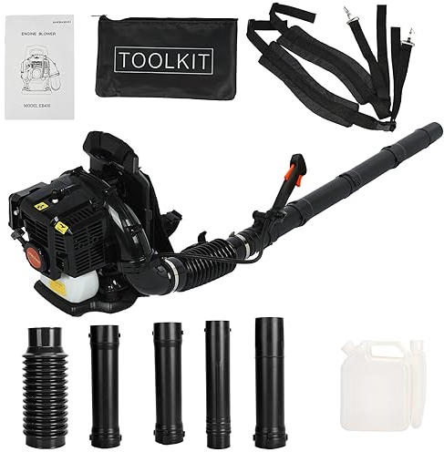 52CC Petrol Powered Backpack Leaf Snow Blower, 2-Stroke Powerful Air Cooled Engine 1.25KW/1.7HP, 550CFM Garden Snow Dust Car Blower