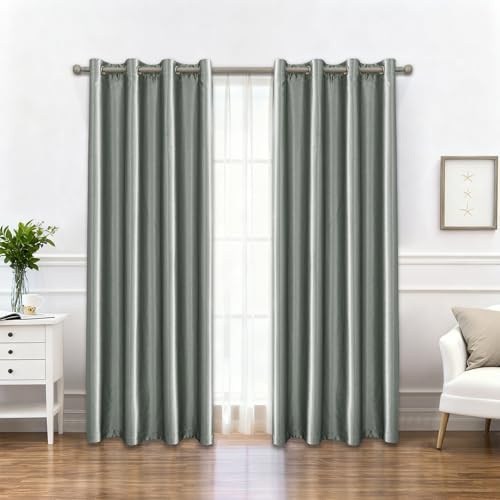 Ystyle Blackout Curtain mit Ösen 2er Set, 140×260 cm, Hellgrau | Moderne Verdunkelungsvorhänge, Thermovorhang Hitzeschutz, Weiche Gardinen Blickdicht für Wohnzimmer Schlafzimmer