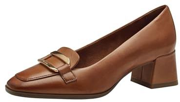 Tamaris Damen Pumps Leder Blockabsatz bequem; Cognac, EU 40