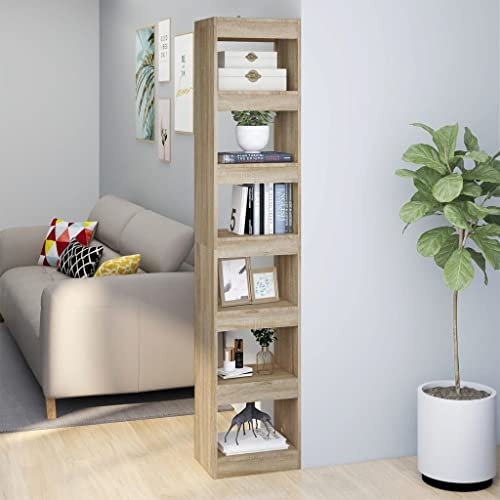 AJSEOYBS Frei stehender Bücherturm,eckregal hängendBücherregal/Raumteiler Sonoma-Eiche 40x30x198 cmGeeignet für Schlafzimmer, Arbeitszimmer, Wohnzimmer, Büro, Empfangsraum