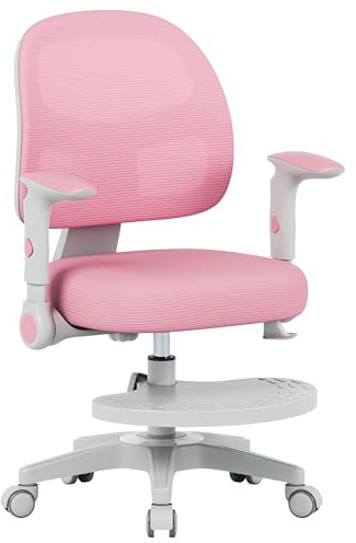 MARK ADLER Junior 5.0 – Sedia scrivania bambini ergonomica – Poltrona bambini girevole con poggiapiedi regolabile - Braccioli regolabili – Per studio e cameretta - Bambini dai 6 anni in su - Rosa