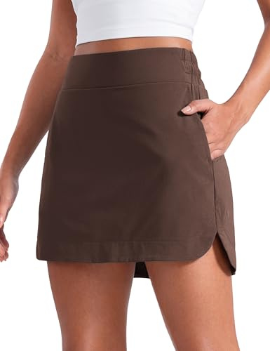 CRZ YOGA Hohe Taille Dolphin Golfrock | Skort mit Innenhose und Taschen, Schnelltrocknend, Tennis, A-Linie, Mini, Sportrock für Damen