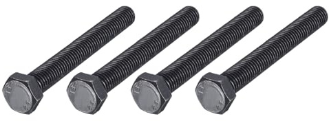 METALLIXITY Boulons Hexagonaux (M12-1.75 x 100mm) 4Pcs, Acier Carbone Grade 8.8, Finition Noir Oxyde, Filet UNC Gros, Filetage Complet, Boulon À Tête Hexagonale - Pour Réparation De Meubles