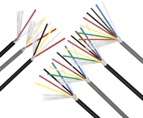 2/5M Shielded Wire Signal Cable 32 30 28 26 24 22 20 18 AWG Channel Audio 2 3 4 5 6 8 Core UL2547 Headphone Copper Control Wires(Color:30AWG-Black,Size:5METERS_4CORES)