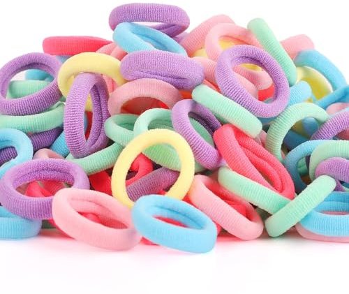 100 Pcs Elastic Hair Bands for Girls, Multicolor Elastic Hair Ties Colorful Seamless Ponytail Holders, 5mm Hair Bobbles for Girls Kids Baby Toddlers - 2cm