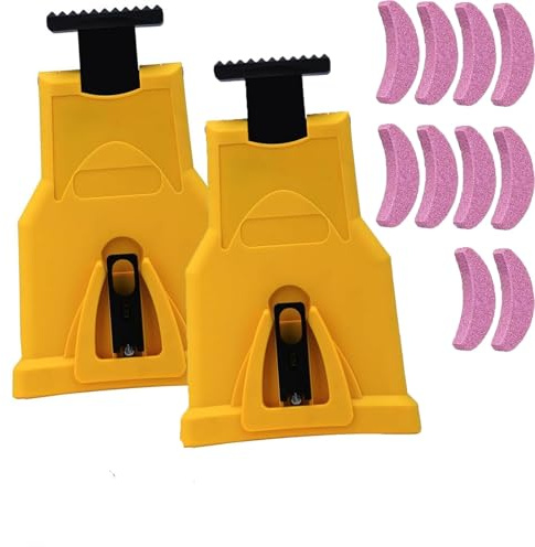 NRSW Sherem Universal Chainsaw Sharpener, Portable Chainsaw Teeth Sharpener, double hole chainsaws for 14-20 inch guide chain, Fast Chainsaw Sharpening Kit with 4 Whetstones,2pcs