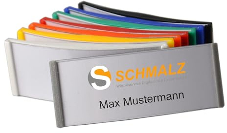 Schmalz® Gewölbtes Kunststoff Namensschild 75x30mm trendige Farben ABS-Kunststoff mit Magnet für die Kleidung (grün, 10 Stück)