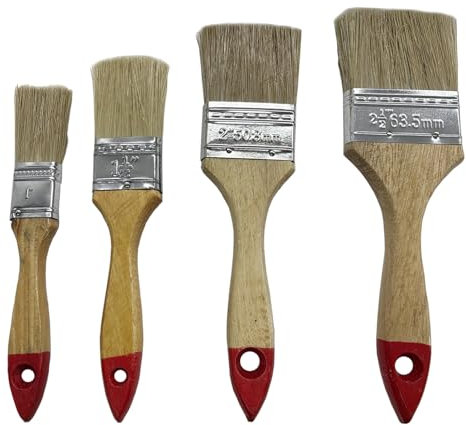 iCovalescent 4er Set Lackierpinsel, Flachpinsel Teilig, Malerpinsel Set mit Holzgriff, Premium Lackpinsel für Lacke, Holz-Öl, Wand-Farbe(1/1.5/2 / 2.5 Zoll)