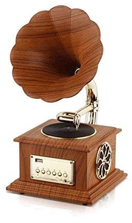 MRKU Platine Tourne-Disque avec Haut-Parleur à pavillon Mini Gramophone prenant en Charge la Lecture Bluetooth Gramophone de décoration Classique européenne pour la Maison et Le Bureau