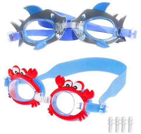 KASESSS 2 Pezzi Occhialini Nuoto Bambini, Occhialini Piscina Bambina Regolabili, Occhialini Piscina Bambino Unisex, Occhiali Piscina Bambina Antifuga, Occhiali Piscina Bambino Anti-Appannamento