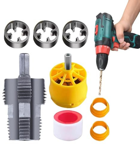 Set filiera per tubi in PVC | Set di filettatrici per tubi da 1/2 pollice 3/4 pollici 1 pollice, strumento idraulico per filettare tubi, filettatrice per tubi 'acqua per trapano elettrico per ripa
