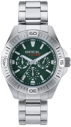 Breil, Collezione OffBeat, Orologio Uomo Multifunzione in Acciaio Lucido con Finish Satinato, Cassa 42 mm, Resistente all'Acqua fino a 5 atm, Bracciale con Finitura Bilux, Chiusura con Pulsanti