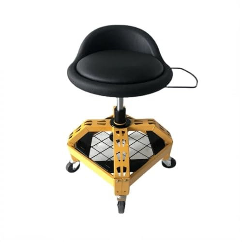 ATUMY Werkstatt hocker Rolling Creeper Sitz Mechaniker Hocker Stuhl Mit Werkzeug Tablett 300LBS Einstellbare Swivel Garage Hocker Auto Reparatur Werkstatt Rollhocker(Yellow)