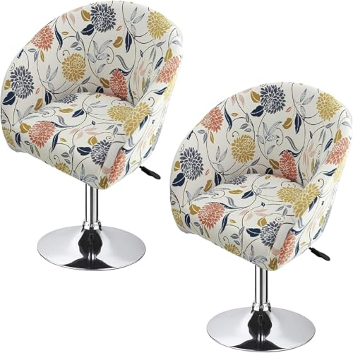 Hoowarm Pack 1/2/4 Elásticas Cubiertas Sillas de Comedor con Brazos Giratoria Bar Fundas de Taburetes Respaldo Bajo Redonda Fundas para Sillas Extraíbles para Salón Oficina Cocina(Color 7,2PCS)