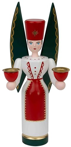 Seiffener Volkskunst Schalling | Lichterfiguren Erzgebirgsfiguren | Erzgebirgskunst Weihnachtsfiguren | Engel farbig 21 cm