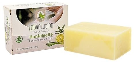 Loovolution Hanföl-Seife mit Zitronengras | Mit Kokosöl, Olivenöl und Hanföl aus natürlichen Inhaltsstoffen; feuchtigkeitsspendend und erfrischend für Hände und Körper.