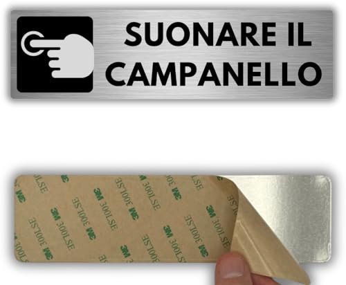 LEIASA | Signal adhésif Sonnette - 5 x 18 cm - Épaisseur 0,8 mm - Aluminium - Plaque Sonnette - Appuyez sur Sonnette - (Indication Sonnette 2)