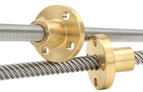 Husillo T6, tornillo trapezoidal de acero inoxidable con tuerca de cobre, paso 1 mm/2 mm, plomo 1 mm/2 mm/4 mm/6 mm/12 mm, varilla trapezoidal para impresora 3D, 1 pieza(Pitch 1mm Lead 4mm, 200mm)