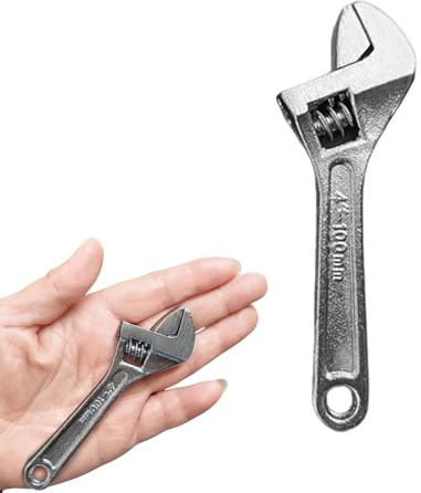 ChainYao 4 Inch Mini Adjustable Spanner, 100mm Chrome Plated Carbon Steel Wrench, 15mm Max Jaw Opening, Pocket-Sized Slim Jaw for Tight Spaces, Bike Car Repair DIY Home Projects
